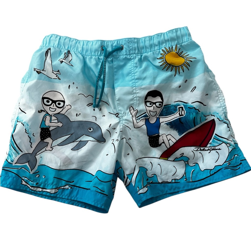 Dolce & Gabbana Kids Swim Trunks - Blue Surfing Design